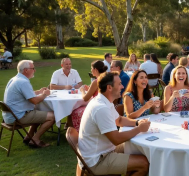 People gathered around an outdoor event setup, ready for an engaging social experience