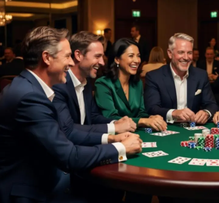 Offline poker table setup prepared for a social event in Australia